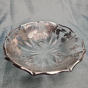 Vintage Silver Overlay Footed Candy Nut Dish Grannycore Cottagecore Bougie
